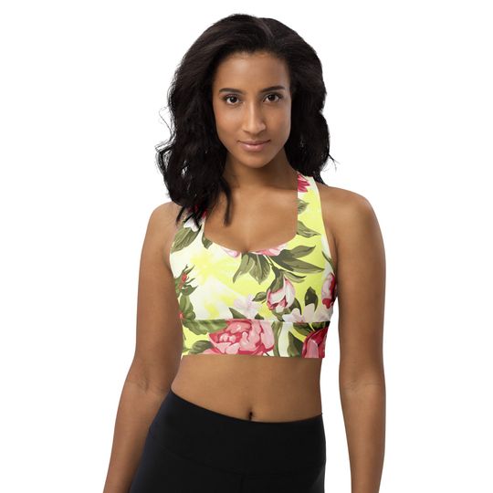 Discover Summer & Peonies Longline PADDED Sports Bra