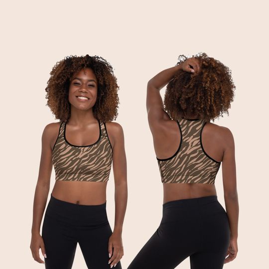 Discover Sports Bras | Animal Print Bra  | women's bra | Tan tonal yoga bras