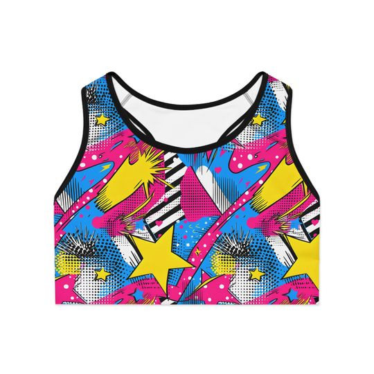 Discover Vibrant Abstract Pop Art Women's Sports Bra