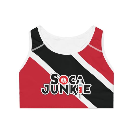 Discover Trinidad and Tobago Flag Soca Junkie Sports Bra | Stylish Supportive Sports Bra