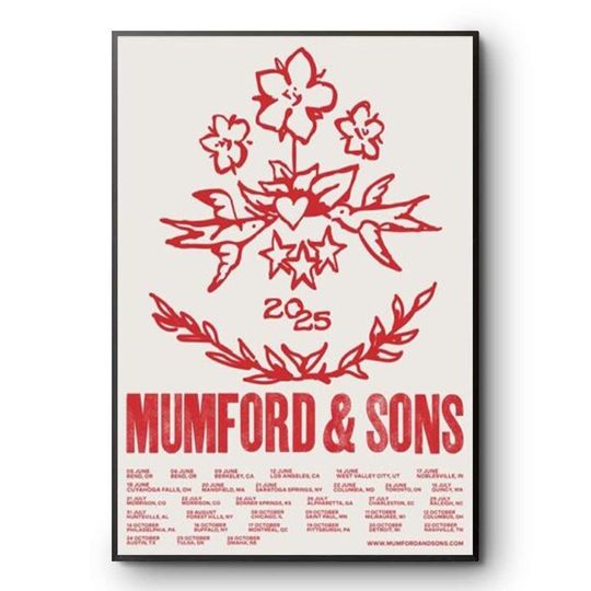 Discover Mumford & Sons 2025 Tour Poster Print Vintage Vertical Art