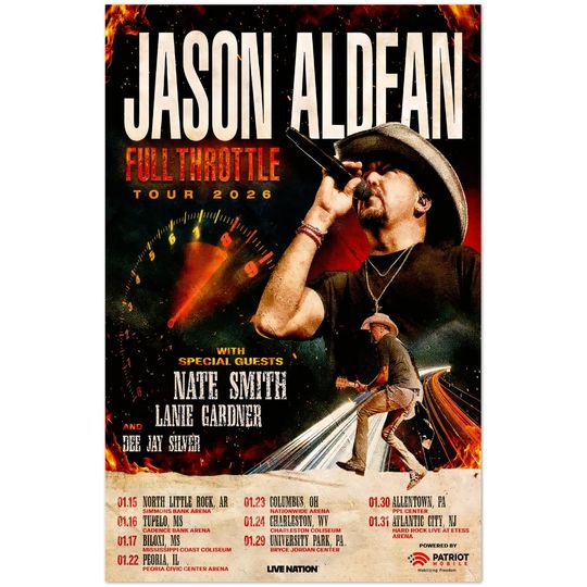 Jason Aldean Full Throttle Tour 2026 Country Music Poster