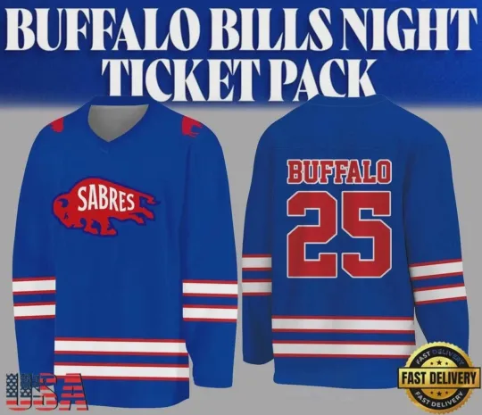 Discover Personalized Name & Number Billss x Sabress Night Jersey - All Size