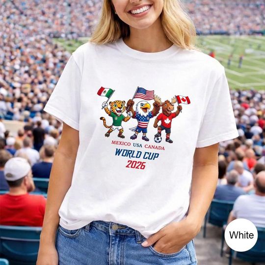 World Cup 2026 Shirt Mexico USA Canada, Mascot Soccer Graphic Tee, Football Fan Gift, World Cup Family Matching Shirt