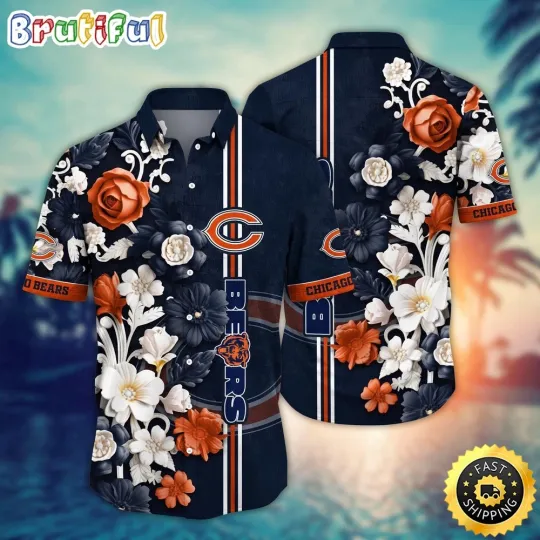 Chicago Bears Hawaii Shirt Flower Aloha Shirt For Football Fans