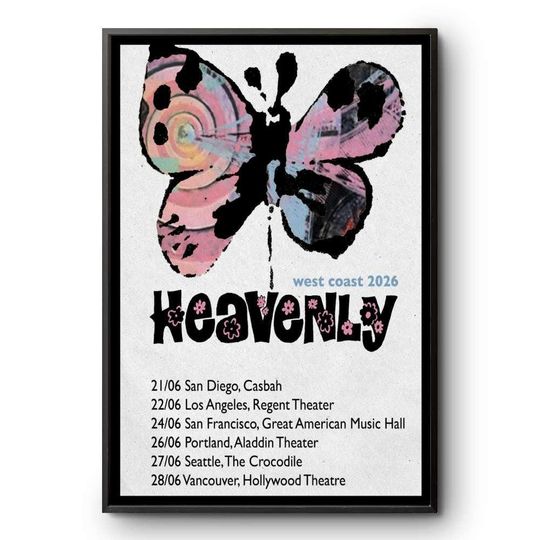 Discover Heavenly West Coast Tour 2026 Indie Rock Concert Poster Wall Art