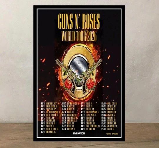 Guns N Roses World Tour 2026 Vertical Poster
