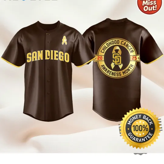 Padress Childhood Cancer Awareness Jersey Giveaway Gifts - All Size