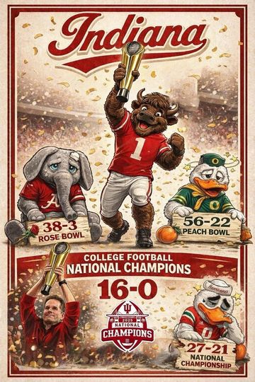 Discover Indiana Hoosiers 2025-2026 Football National Championship Poster
