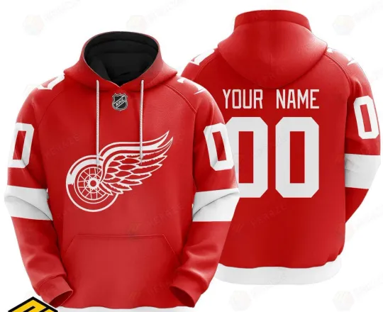 Discover Personalized Name & Number Red Wingss Logo 3D Print For Fan - All Size