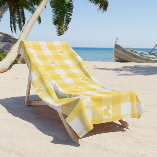 Discover Hidden Mickey Checked Beach Towel, Disney Towel, Mickey Mouse Beach Accessories, Disney Pool Towel, Minnie Towel, Mickey Fruits Towel, Citrus