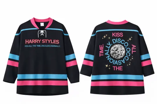 Discover Harry Kiss All The Time Disco Hockey Jersey Unisex Fan Merch Gift 2026