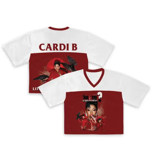 Discover Vintage Cardi B Crop Top Football Jersey – Rap Concert Fan Shirt