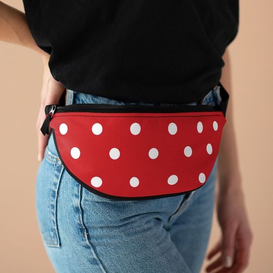 Discover Minnie Mouse Polka Dot Fanny Pack, Disney Waist Bag, Mickey Travel Bag, Theme Park Purse, Cross Body Bag, Money Belt