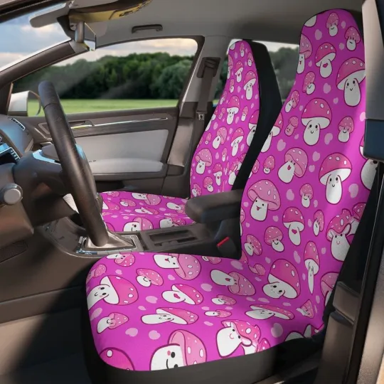 Discover Pink Kawaii Shrooms Car Seat Cover
