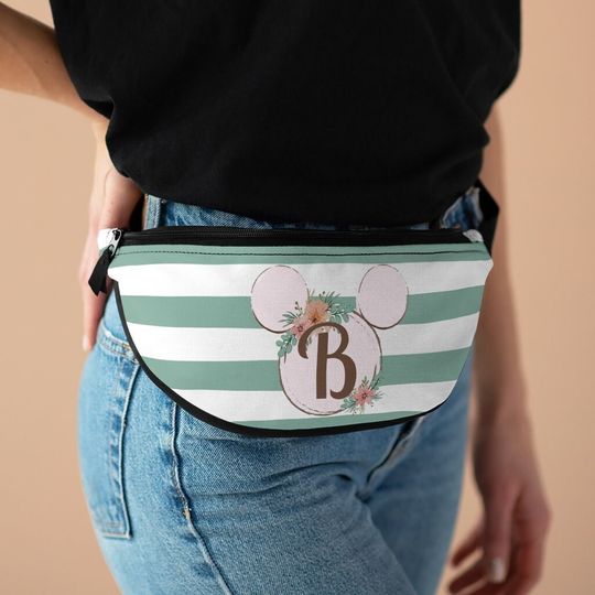 Discover Initial Minnie Fanny Pack, Disney Fanny Pack, Minnie Ears Bag, Floral Stripe Fanny Bag, Disney Waist Bag, Cross Body Bag, Hip Bag