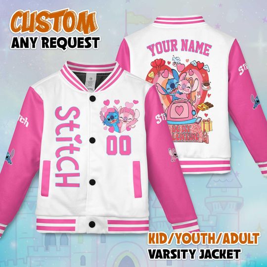 Discover Custom Stitch Angel Valentine Jacket, Disney Lilo and Stitch Cartoon Valentine Jacket, Valentine Gift
