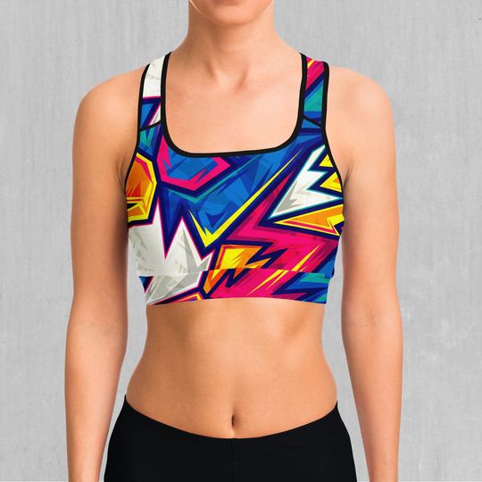 Discover Blitzz Abstract Design Sports Bra, Women's Sports Bra, Workout Bra, Yoga Bra