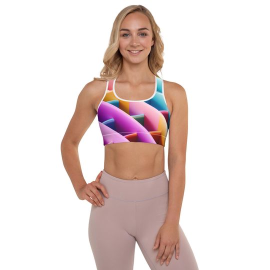 Discover Abstract Racerback Sports Bra: Padded Workout Top