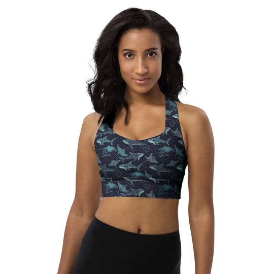 Discover Ocean Animals Longline Sports Bra
