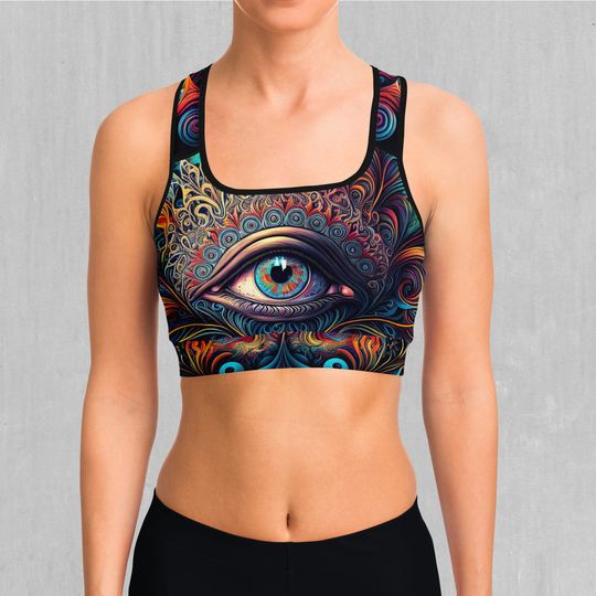 Cosmic Eye Mandala Psychedelic Sports Bra, Women's Sports Bra, Workout Bra