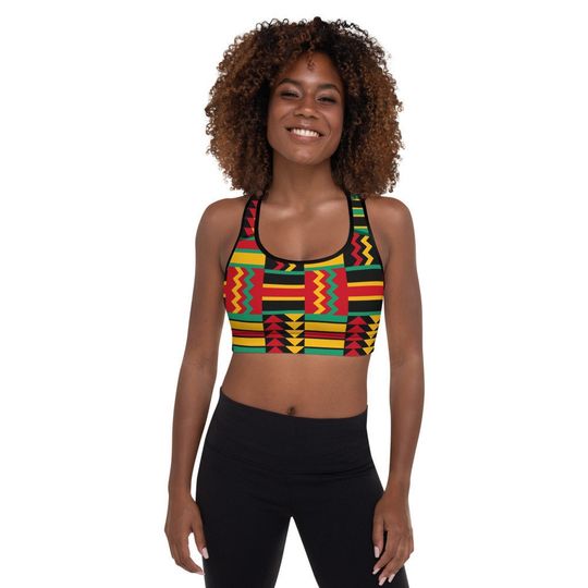Discover Reggae African Print Rasta Weave Padded Sports Bra