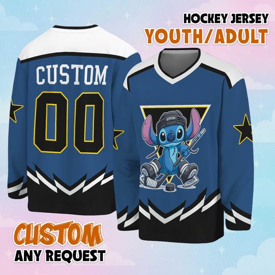 Discover Personalized Stitch Hockey Jersey, Custom Disney Stitch Hockey Shirt, Hockey Lovers Gifts