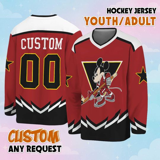 Discover Custom Mickey Mouse Hockey Jersey, Personalize Mickey and Friends Hockey Shirt, Hockey Gift