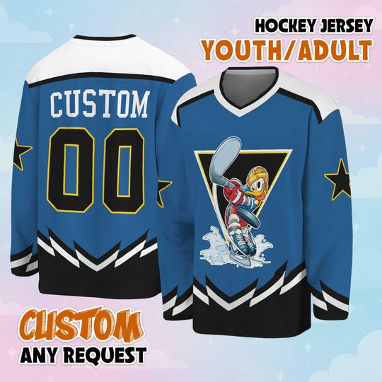 Discover Custom Donald Duck Hockey Jersey, Personalize Disney Donald Duck Hockey Shirt, Hockey Gift