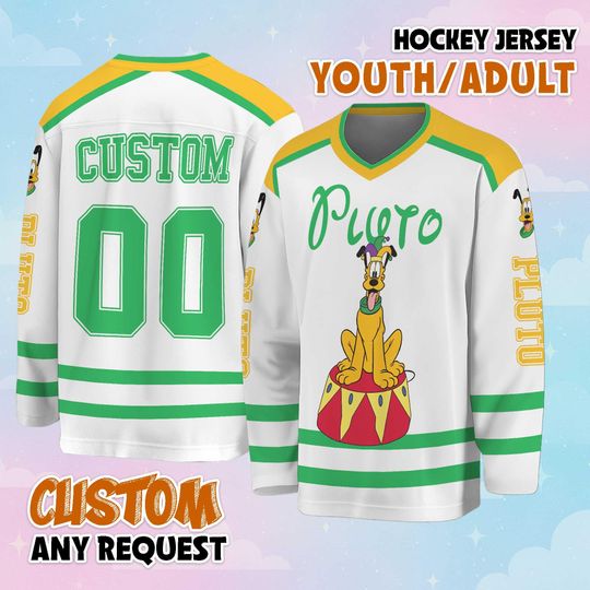 Discover Custom Pluto Dog Hockey Jersey, Disney Pluto Dog Shirt, Pluto Dog Sports Outfit, Matching Family Tee, Disney Fan Gift