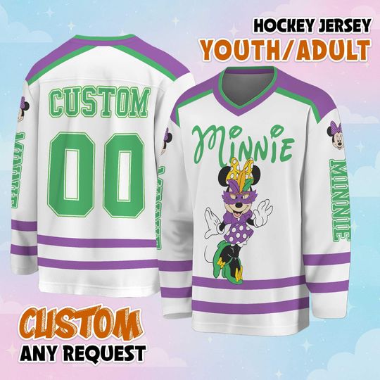 Discover Personalized Minnie Hockey Jersey, Minnie Mouse Sports Outfit, Matching Family Tee, Disney Fan Gift