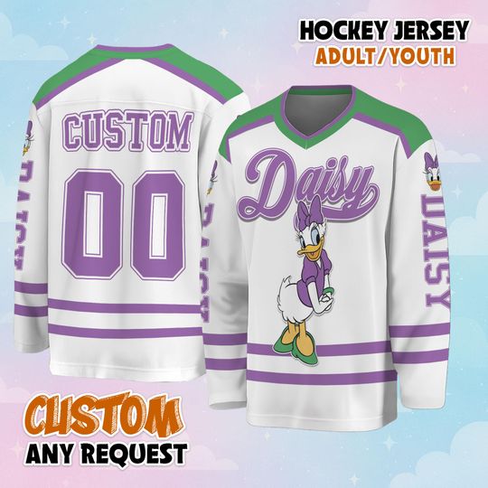 Discover Personalized Daisy Duck Hockey Jersey, Disney Daisy Duck Hockey Shirt, Matching Family Disney Hockey