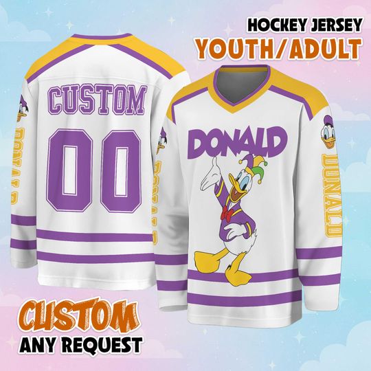 Discover Custom Donald Duck Hockey Jersey, Disney Mickey and Friends Hockey Shirt, Matching Family Tee, Disney Fan Gift