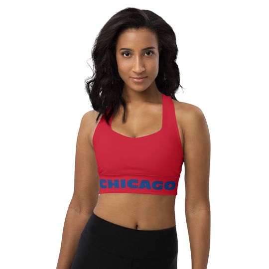 Discover Chicago Sports Bra, Longline sports bra, 26.2 Chicago Red Sports Bra
