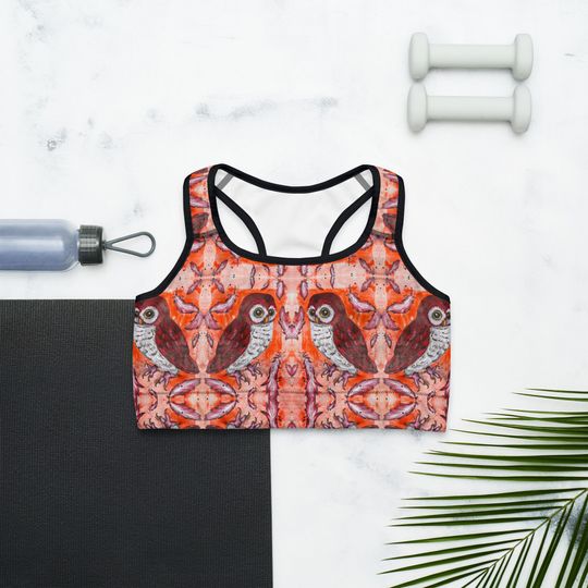 Discover Mahogany Feathered Owl Sports Bra