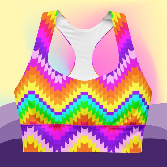 Rainbow Sports Bra Vibrant Yoga Top Colorful Fitness Bras