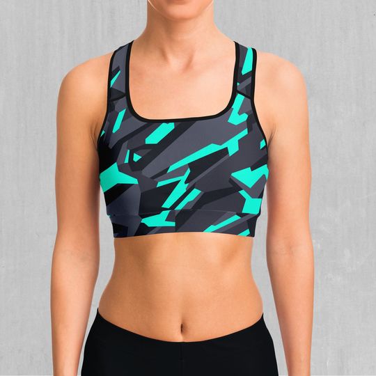 Cyber-Tech Abstract Sports Bra, Women's Sports Bra, Workout Bra, Yoga Bra