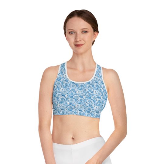 Discover Blue Floral Sports Bra | Activewear for Yoga, Gym, Fitness, Running, Dancing