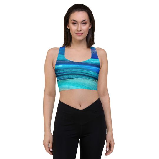 Abstract Art Print Recycled Longline Sports Bra