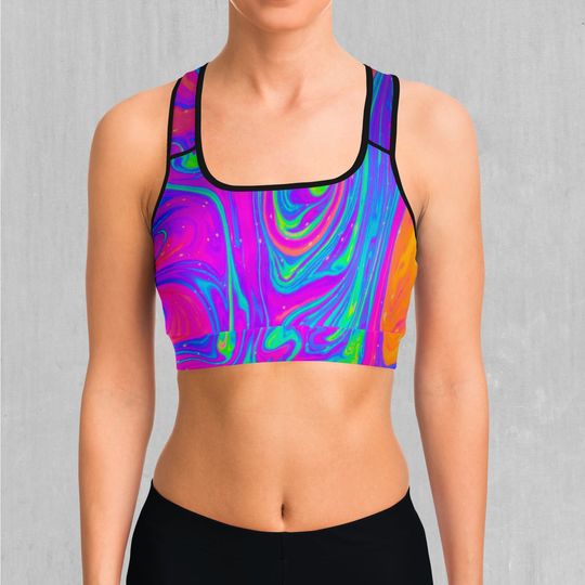 Discover Acidic Drip Psychedelic Sports Bra, Women's Sports Bra, Workout Bra, Yoga Bra