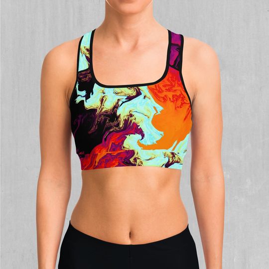 Discover Lava Bath Psychedelic Sports Bra, Women's Sports Bra, Workout Bra, Yoga Bra
