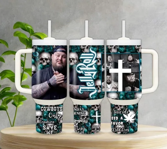 40oz Jelly Roll Tumbler straw, lid