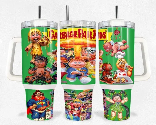 Discover 40oz Garbage Pail Kids Fall tumbler with handle,straw, lid