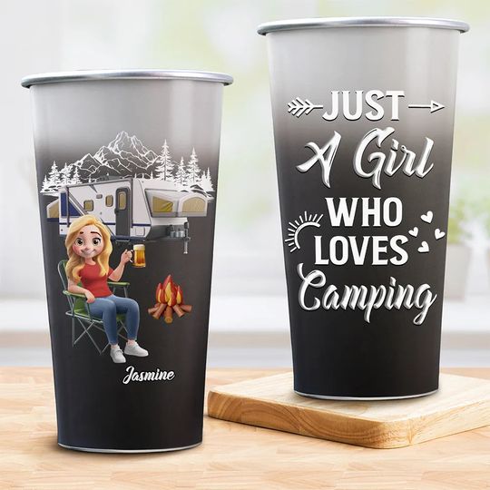 Just A Girl Boy Who Loves Camping 3D Effect - Personalized Aluminum Color Changing Cup