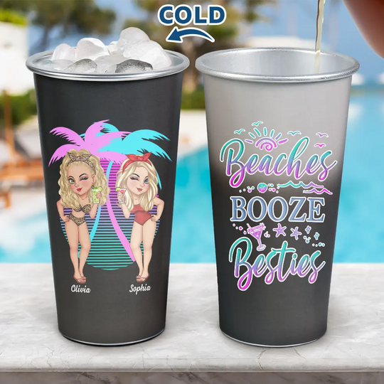 Beaches Booze Besties - Personalized Aluminum Color Changing Cup