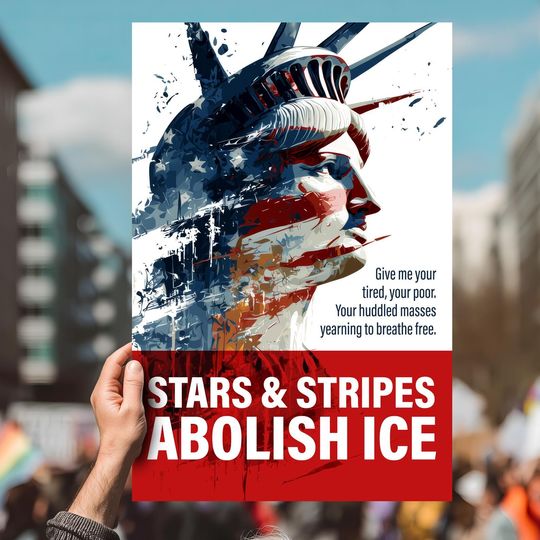 Discover Abolish ICE Protest Poster  Statue of Liberty, Human Rights (Digital Download)