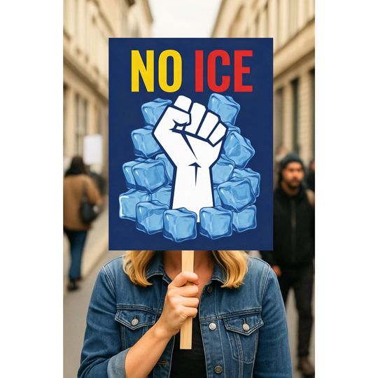 Discover No ICE Protest Sign: Raised Fist, Anti-ICE, Anti-Trump Art