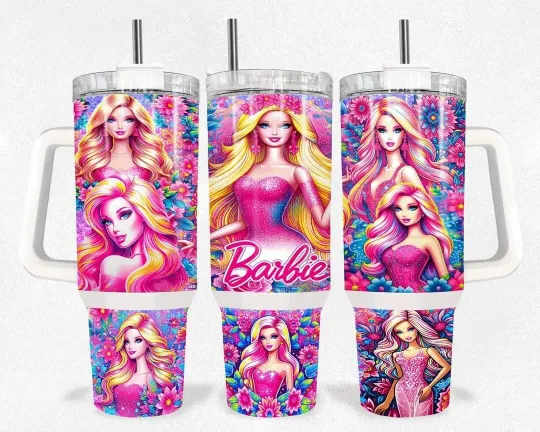 40oz Barbie Tumbler straw, lid