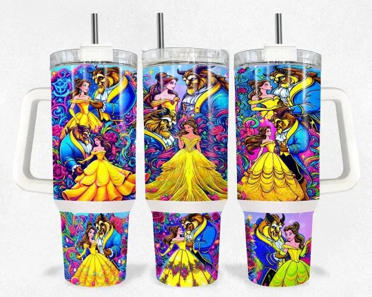 40oz Beauty And The Beast Inspired Tumbler Dupe