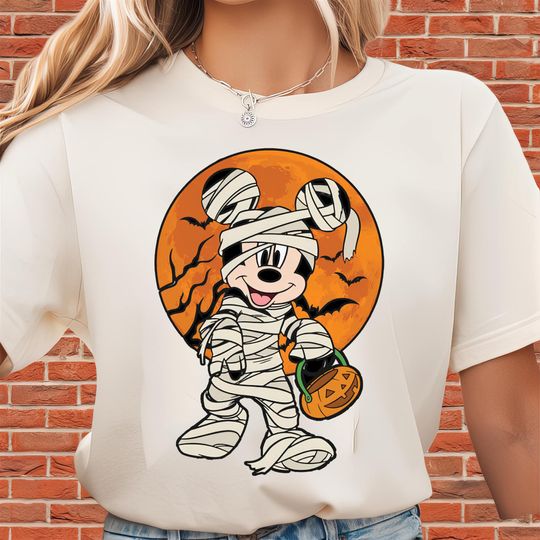Discover Mickey Mummy Holding Pumpkin Halloween Night T-Shirt